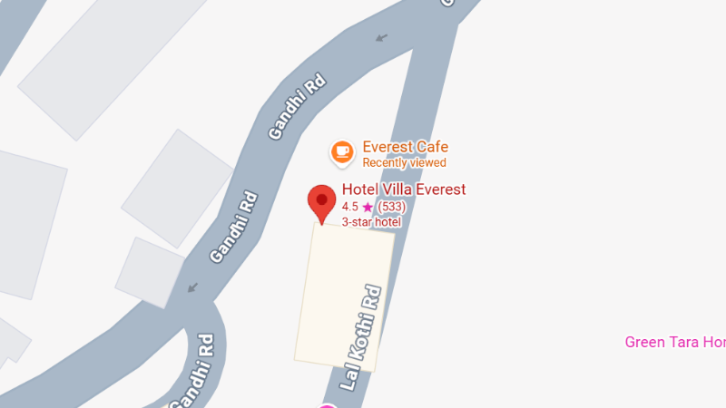 Map to Hotel Villa Everest, Lal Kothi Road, 1 AJC Bose Road, Darjeeling