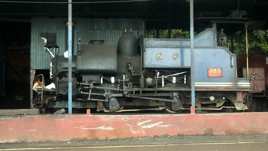 Darjeeling Himalayan Railway B-class steam locomotive 780 in the Darjeeling loco shed